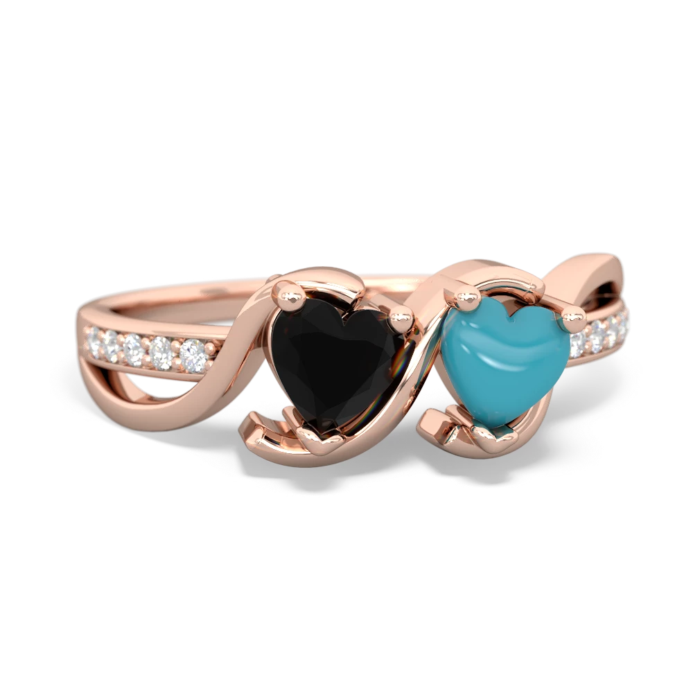 Onyx Side By Side 14K Rose Gold ring R3090