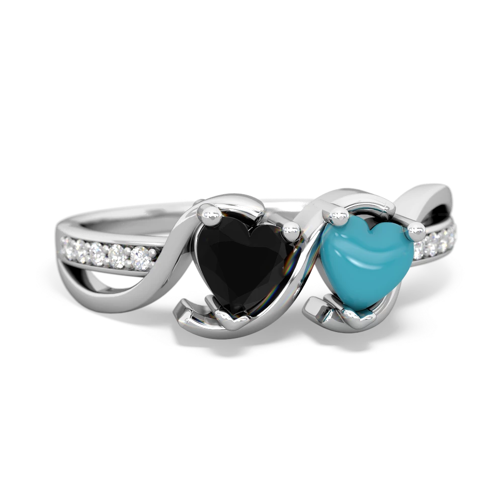 Onyx Side By Side 14K White Gold ring R3090