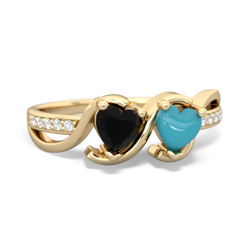 Onyx Side By Side 14K Yellow Gold ring R3090