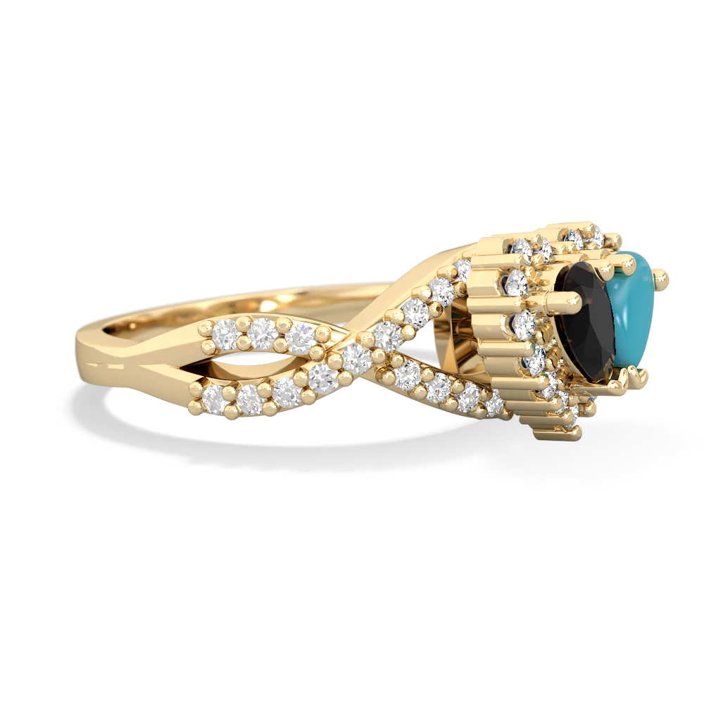 Onyx Diamond Twist 'One Heart' 14K Yellow Gold ring R2640HRT