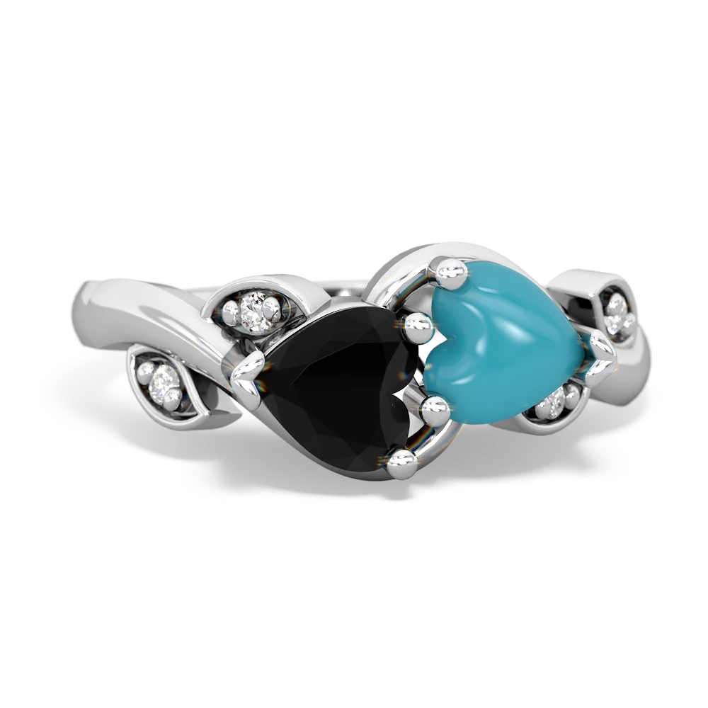 Onyx Floral Elegance 14K White Gold ring R5790