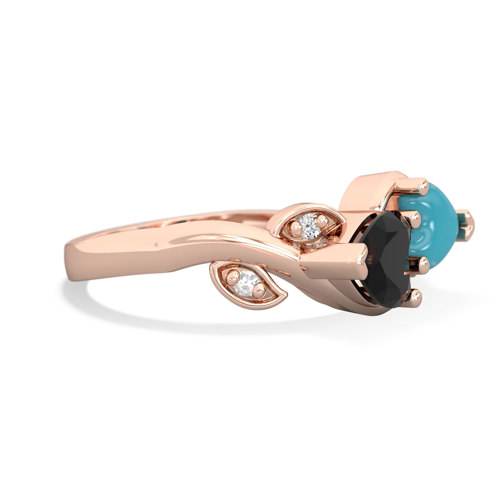 Onyx Floral Elegance 14K Rose Gold ring R5790