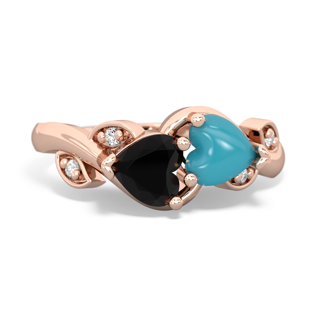 Onyx Floral Elegance 14K Rose Gold ring R5790