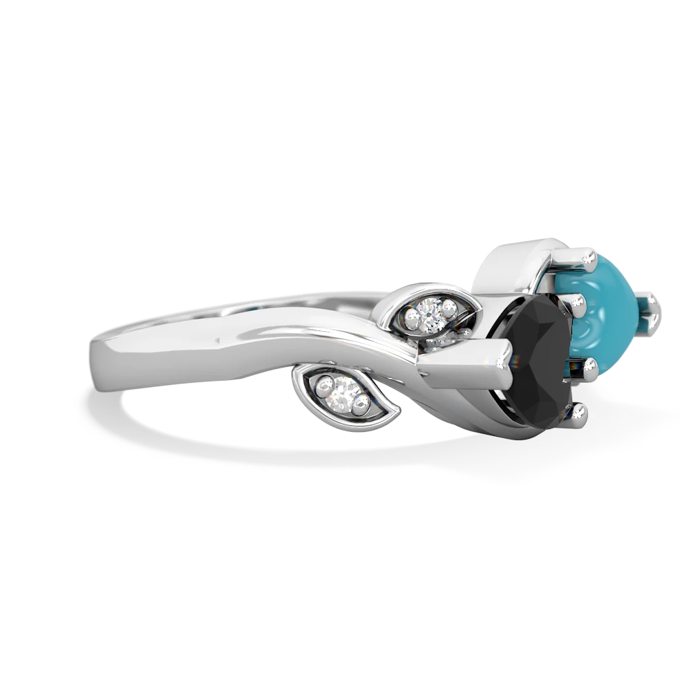 Onyx Floral Elegance 14K White Gold ring R5790