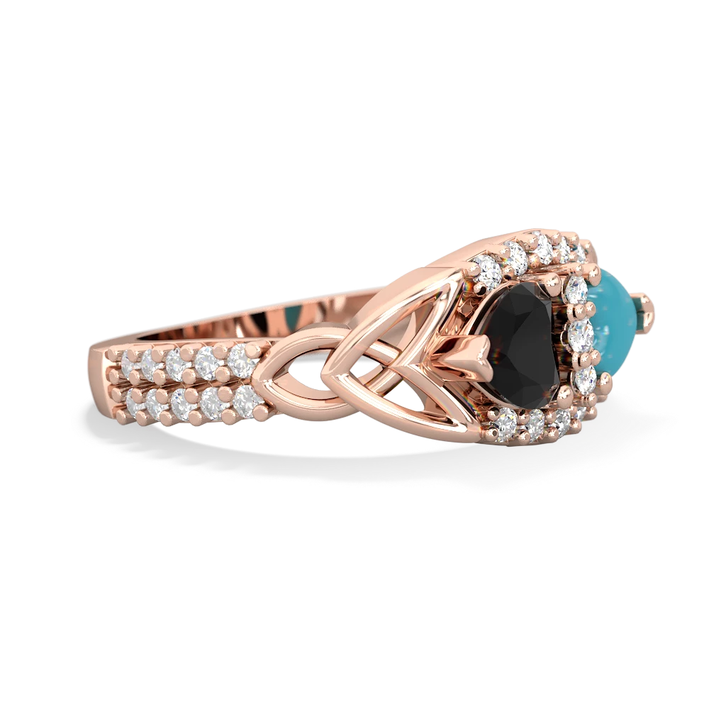 Onyx Sparkling Celtic Knot 14K Rose Gold ring R2645