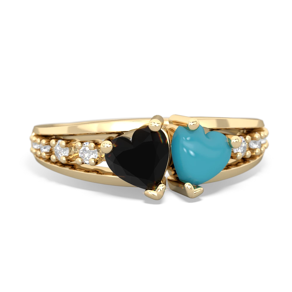 Onyx Heart To Heart 14K Yellow Gold ring R3342