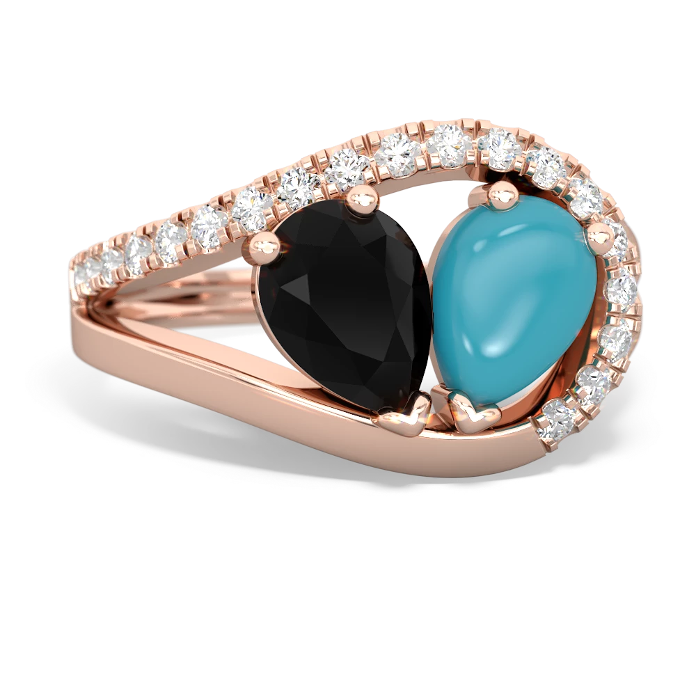 Onyx Nestled Heart Keepsake 14K Rose Gold ring R5650