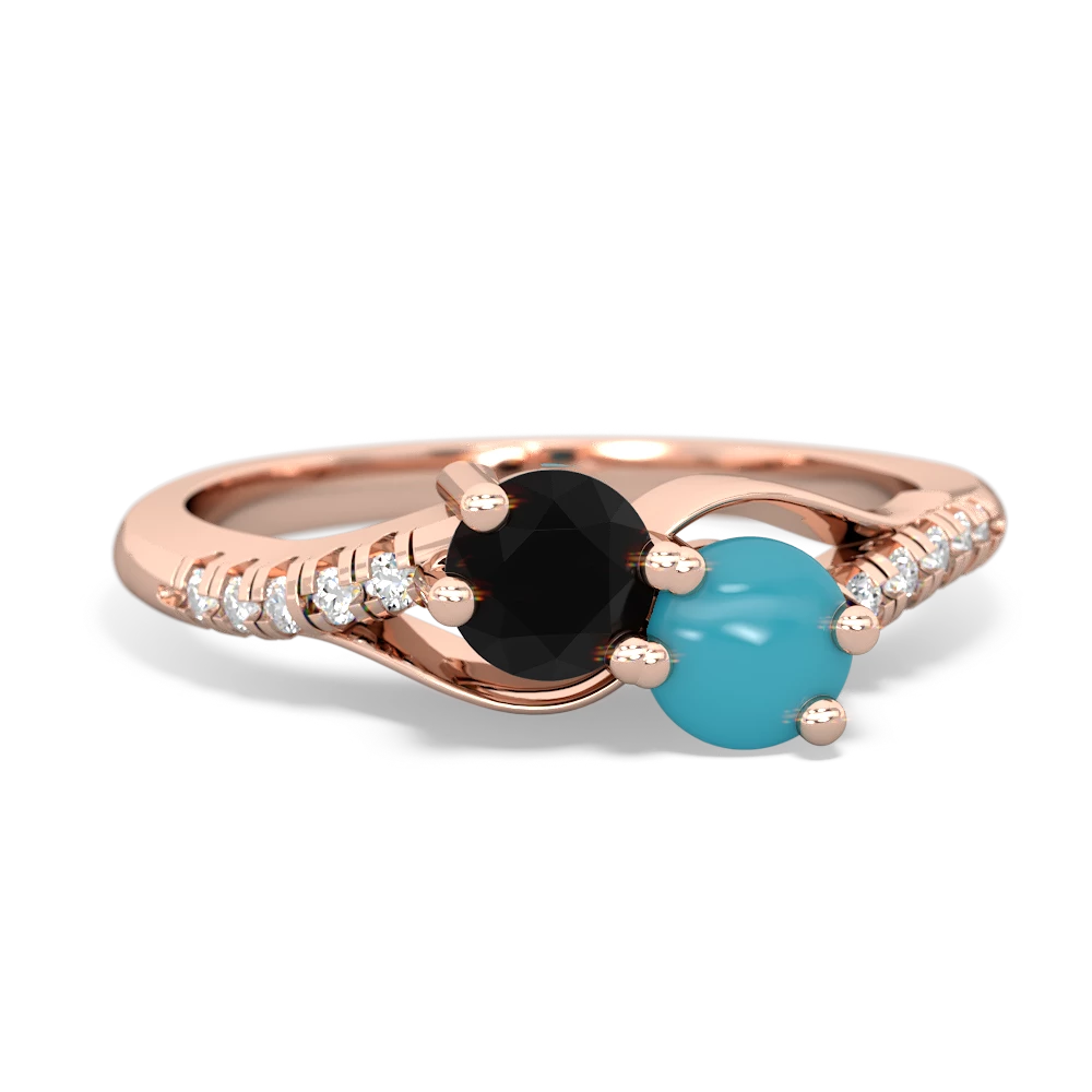 Onyx Infinity Pave Two Stone 14K Rose Gold ring R5285