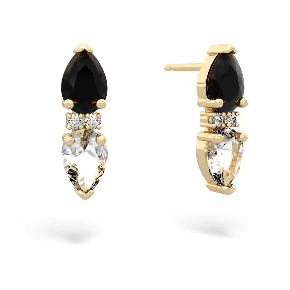Onyx Bowtie Drop 14K Yellow Gold earrings E0865