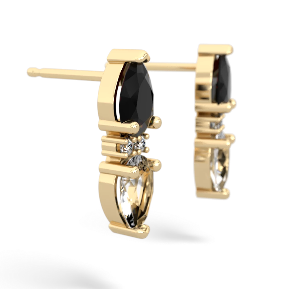 Onyx Bowtie Drop 14K Yellow Gold earrings E0865