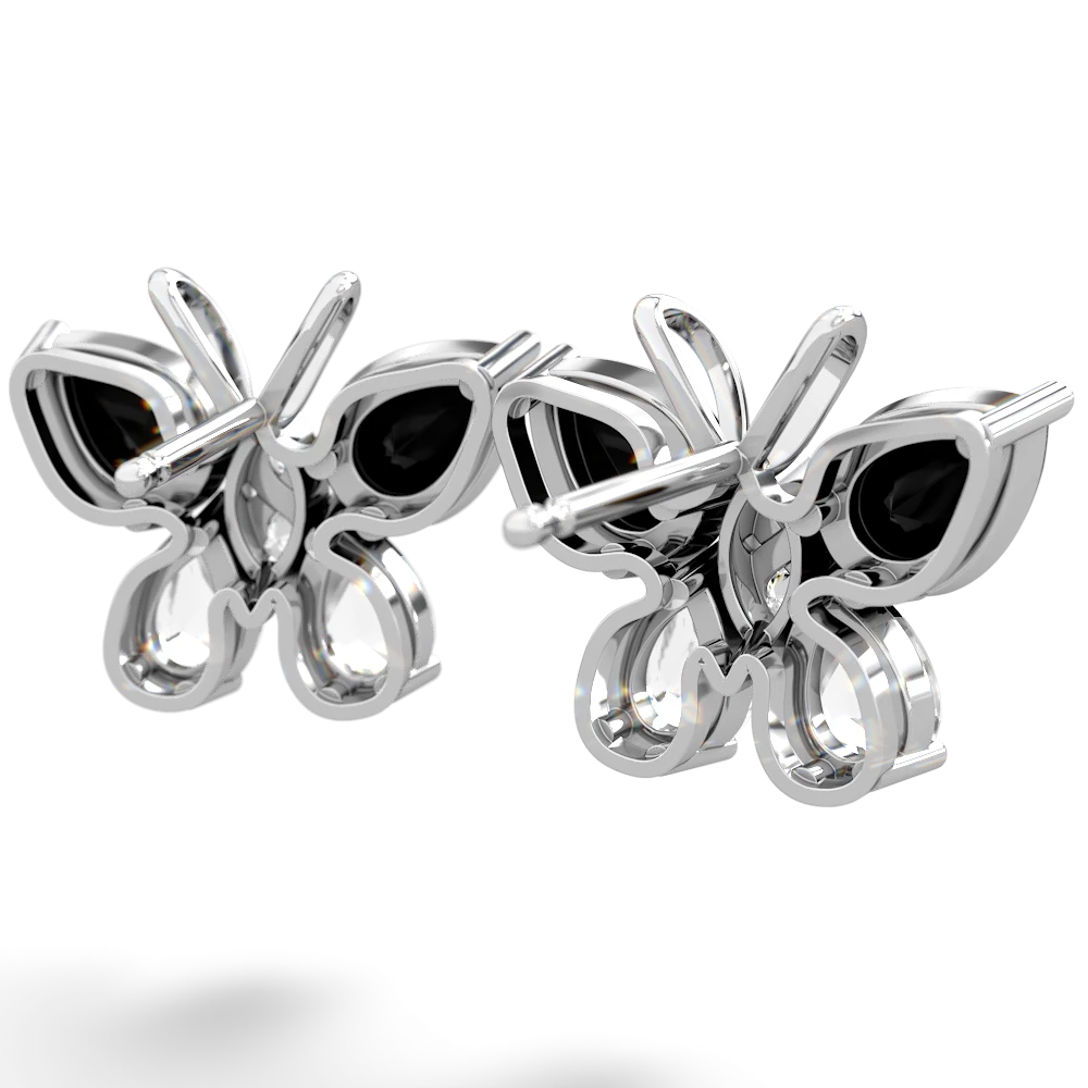 Onyx Butterfly 14K White Gold earrings E2215