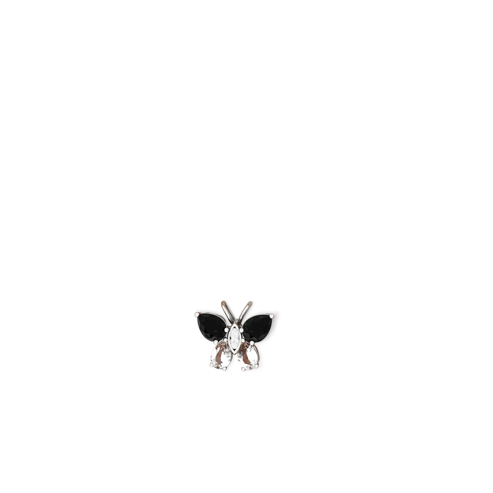 Onyx Butterfly 14K White Gold earrings E2215