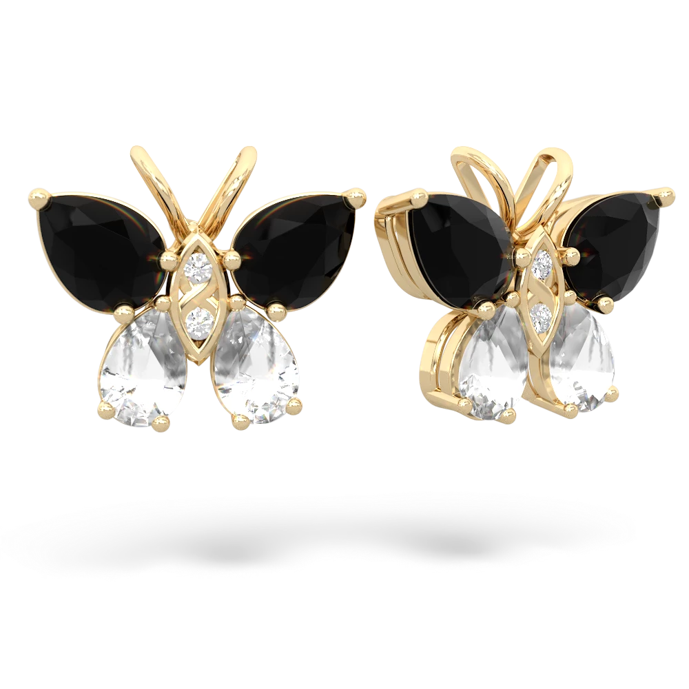 Onyx Butterfly 14K Yellow Gold earrings E2215