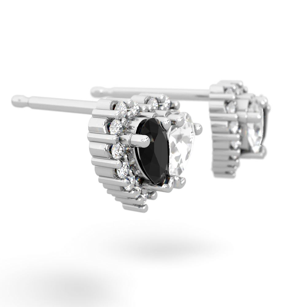 Onyx Halo 14K White Gold earrings E7008