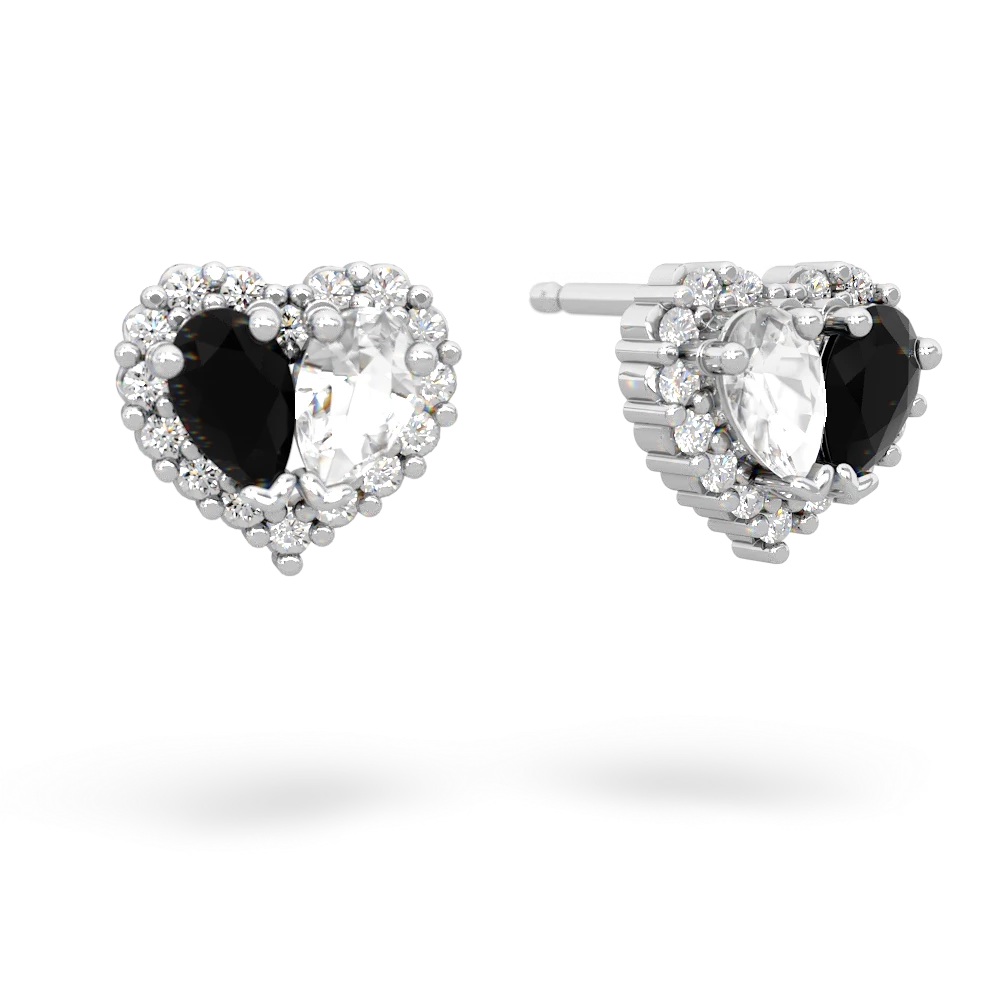 Onyx Halo 14K White Gold earrings E7008