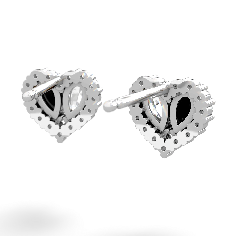 Onyx Halo 14K White Gold earrings E7008