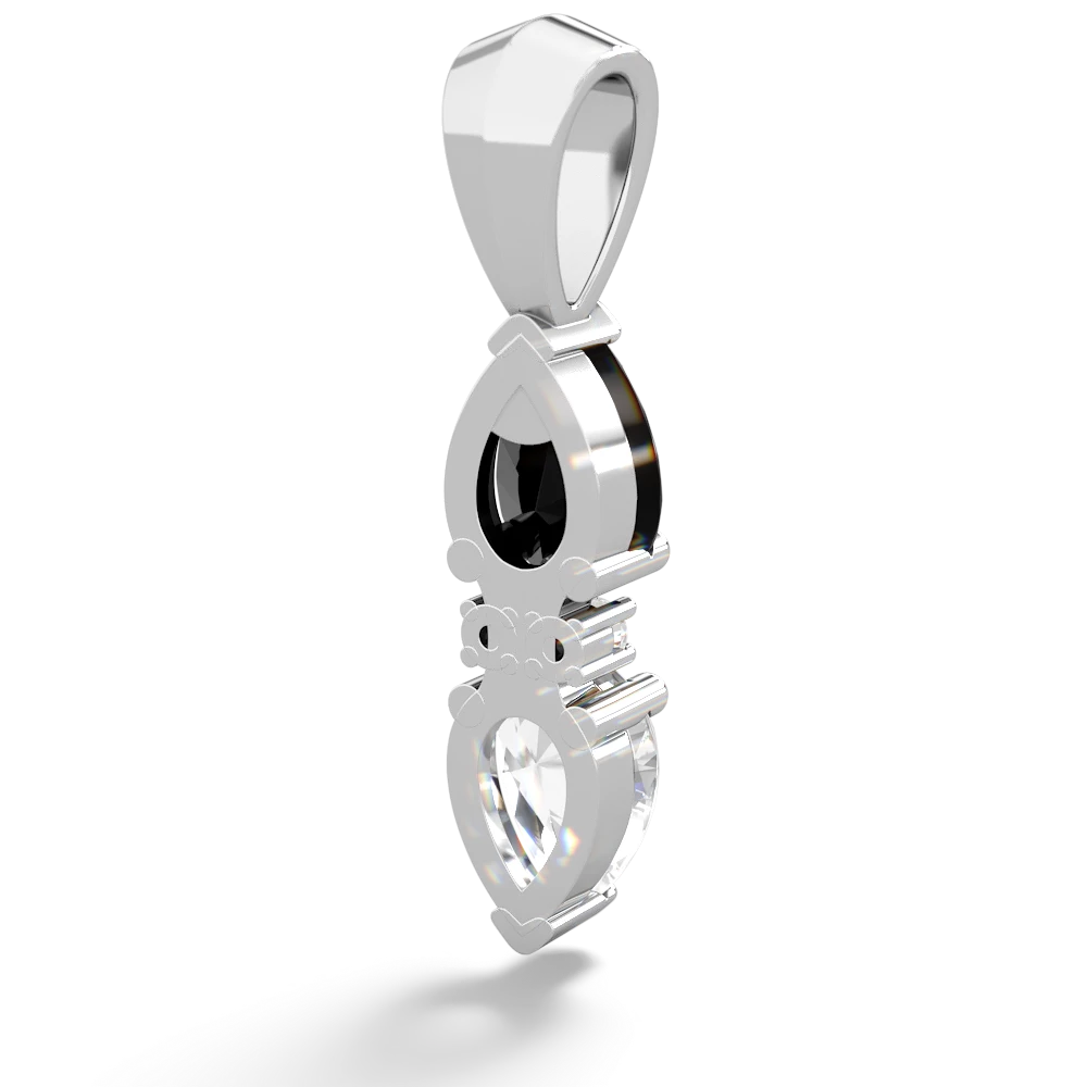 Onyx Bowtie Drop 14K White Gold pendant P0865