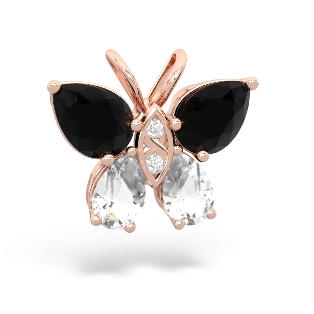 Onyx Butterfly 14K Rose Gold pendant P2215