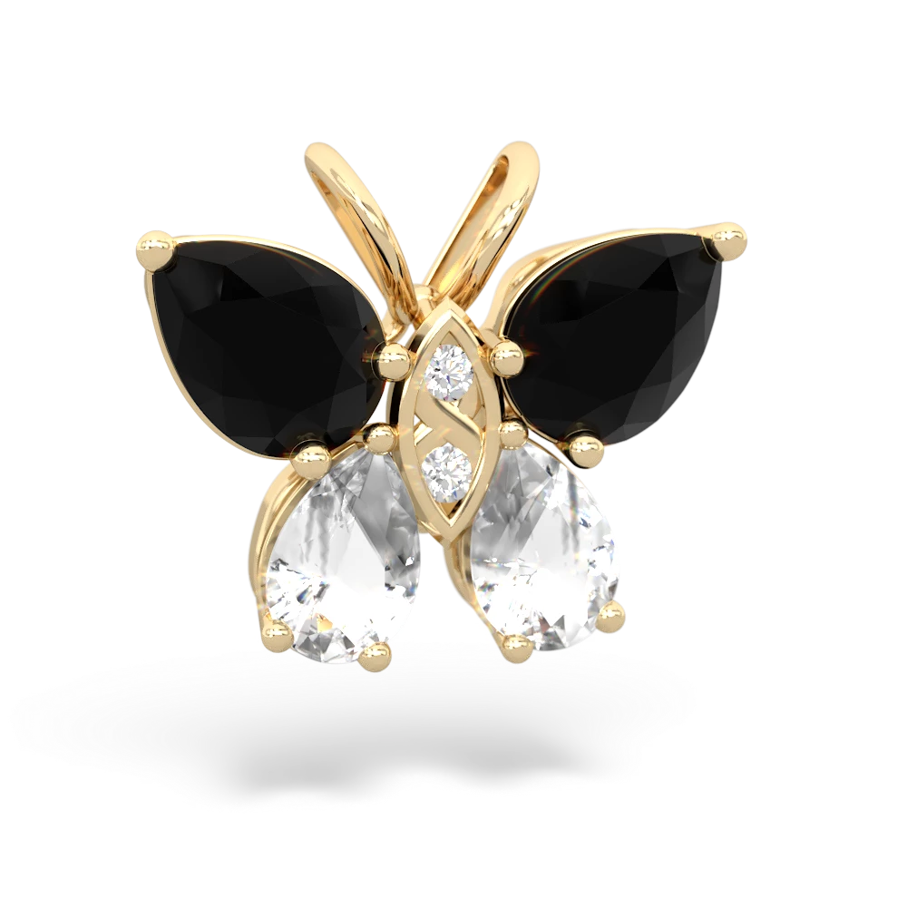 Onyx Butterfly 14K Yellow Gold pendant P2215