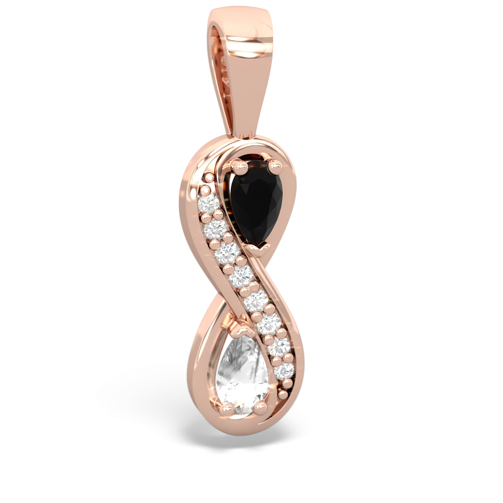 Onyx Diamond Infinity 14K Rose Gold pendant P5390