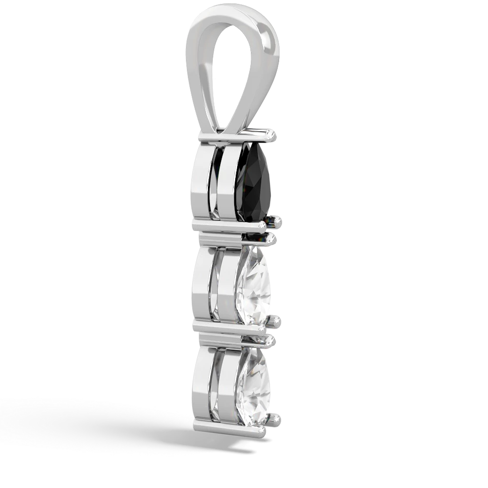 Onyx Dew Drops 14K White Gold pendant P2251