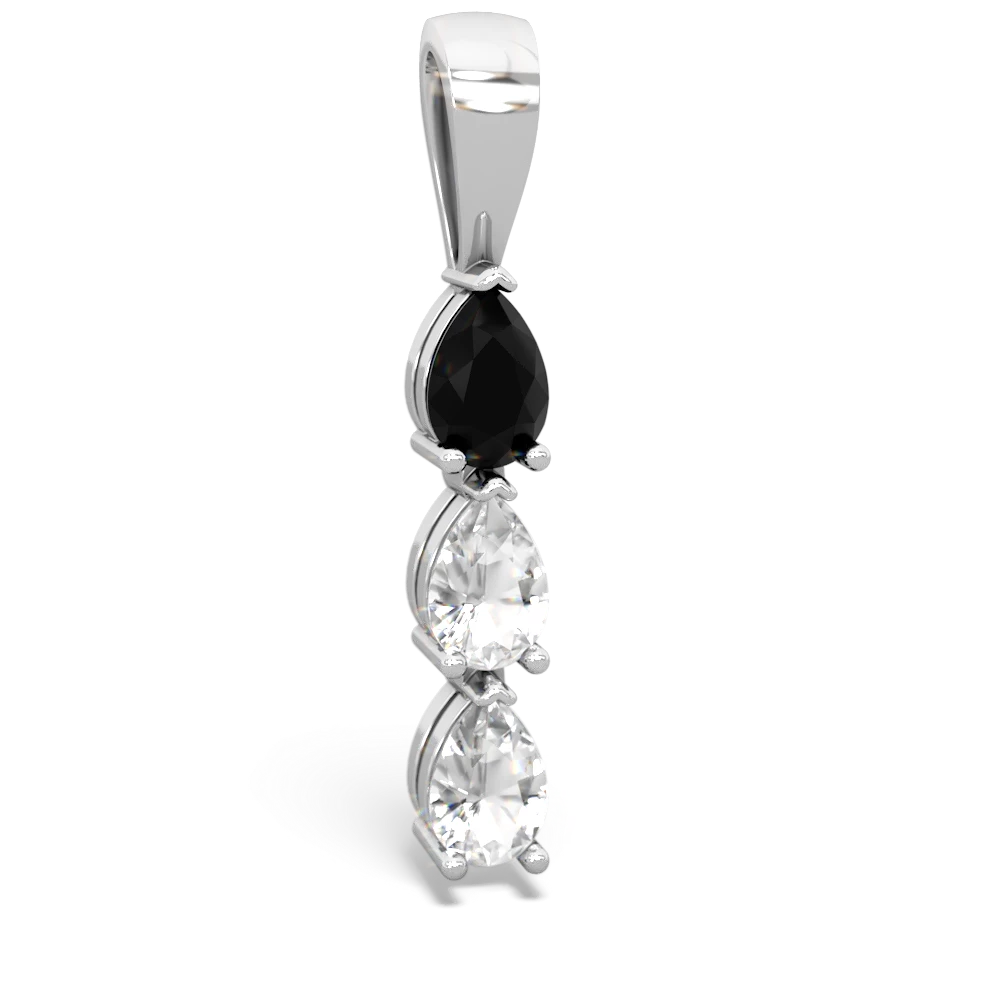 Onyx Dew Drops 14K White Gold pendant P2251