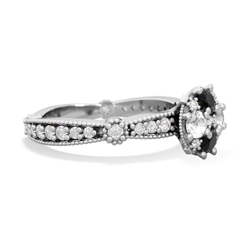 Onyx Sparkling Tiara Cluster 14K White Gold ring R26293RD