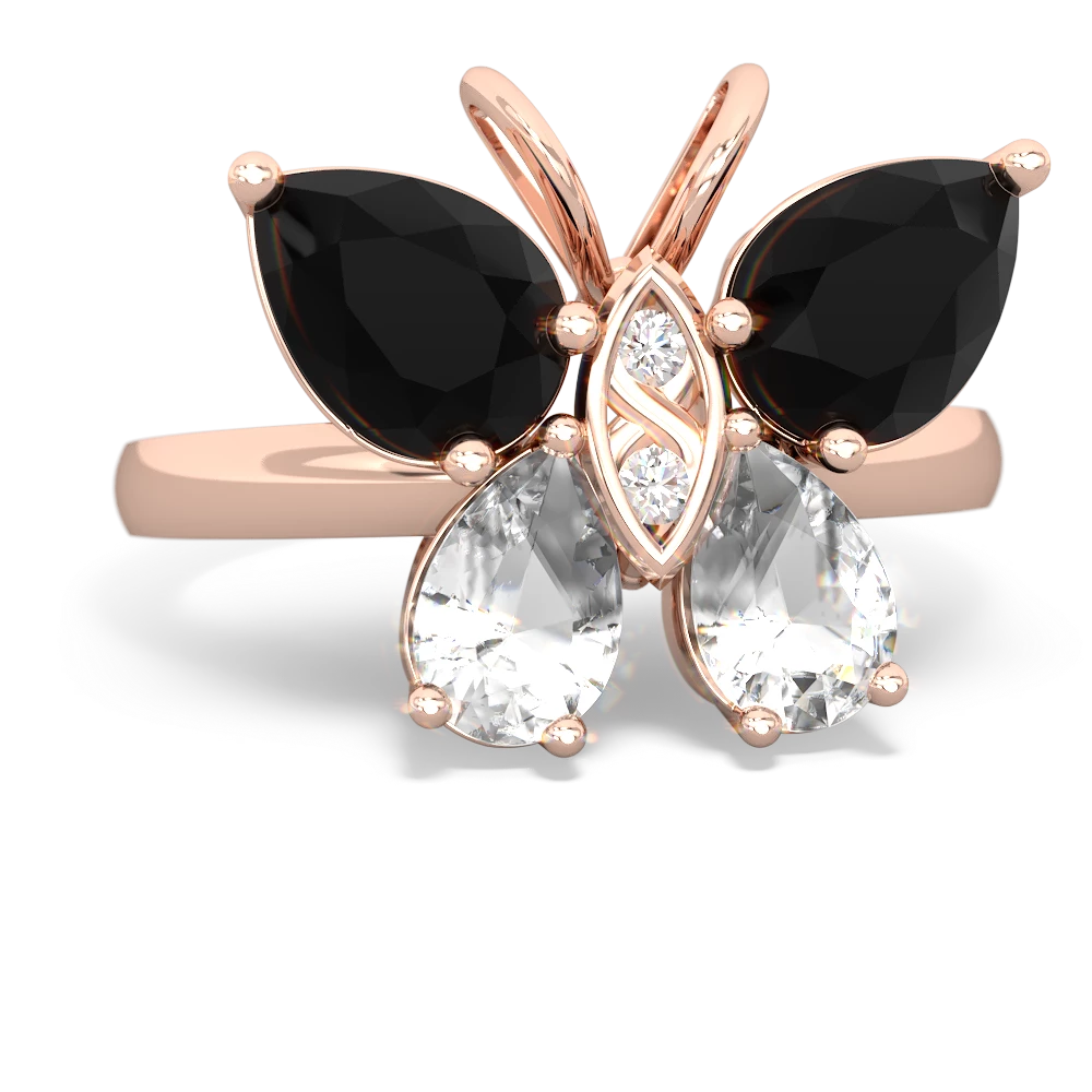 Onyx Butterfly 14K Rose Gold ring R2215