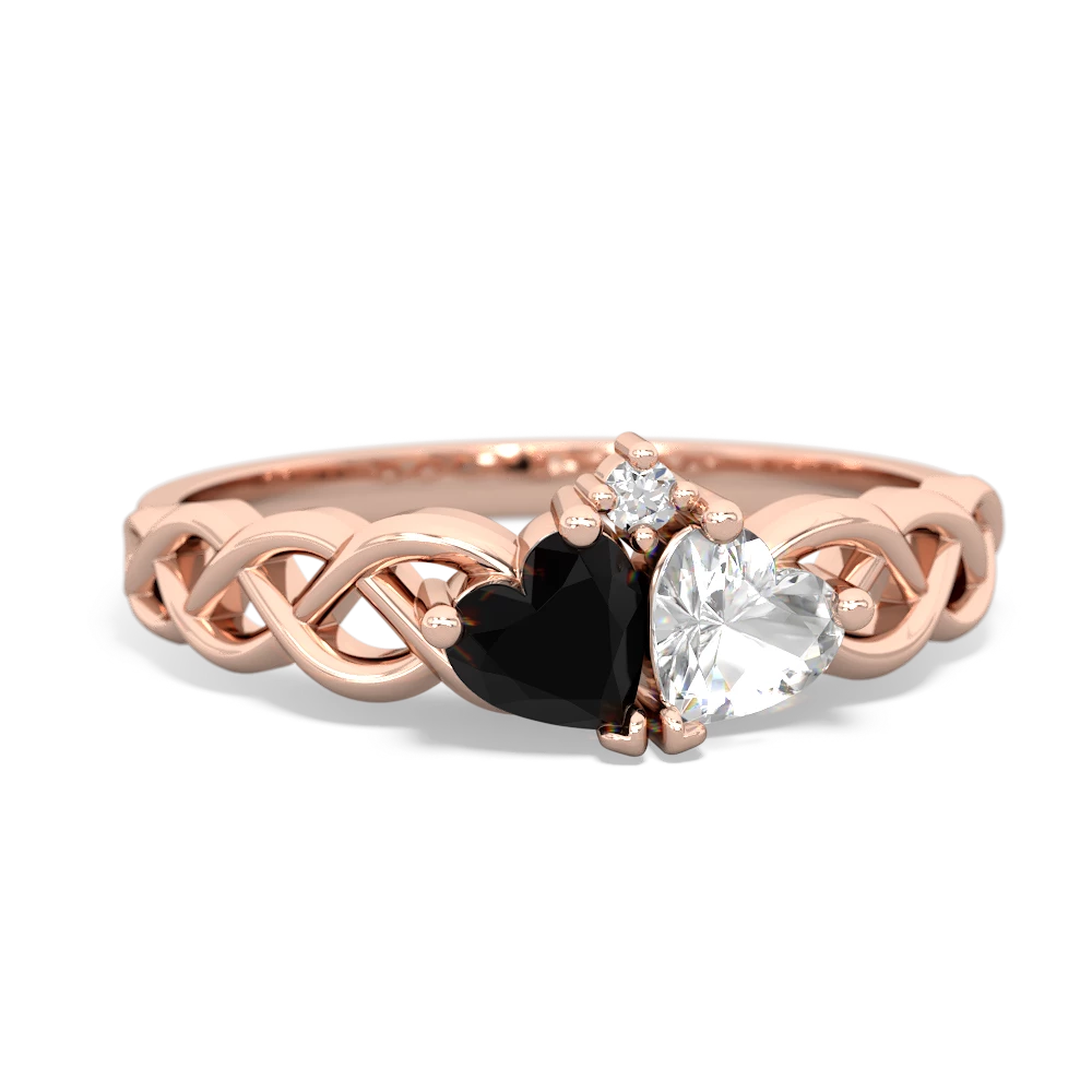 Onyx Heart To Heart Braid 14K Rose Gold ring R5870