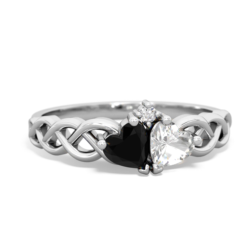 Onyx Heart To Heart Braid 14K White Gold ring R5870