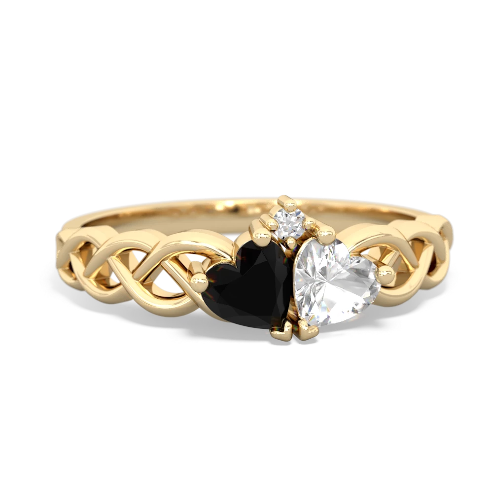 Onyx Heart To Heart Braid 14K Yellow Gold ring R5870