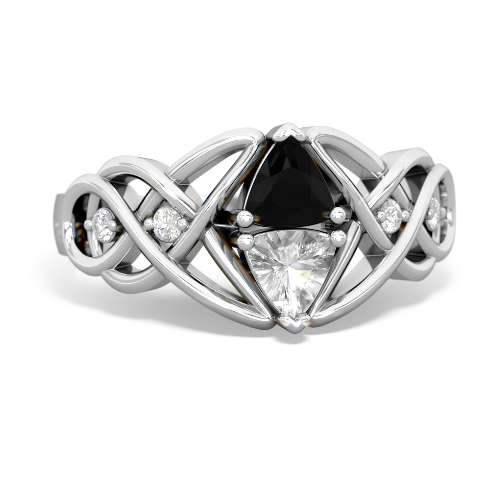 Onyx Keepsake Celtic Knot 14K White Gold ring R5300