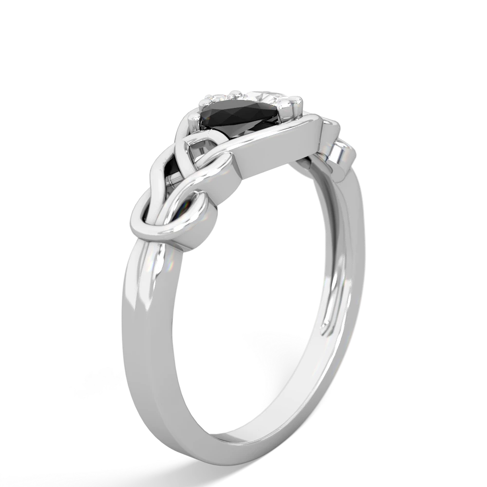 Onyx Celtic Love Knot 14K White Gold ring R5420