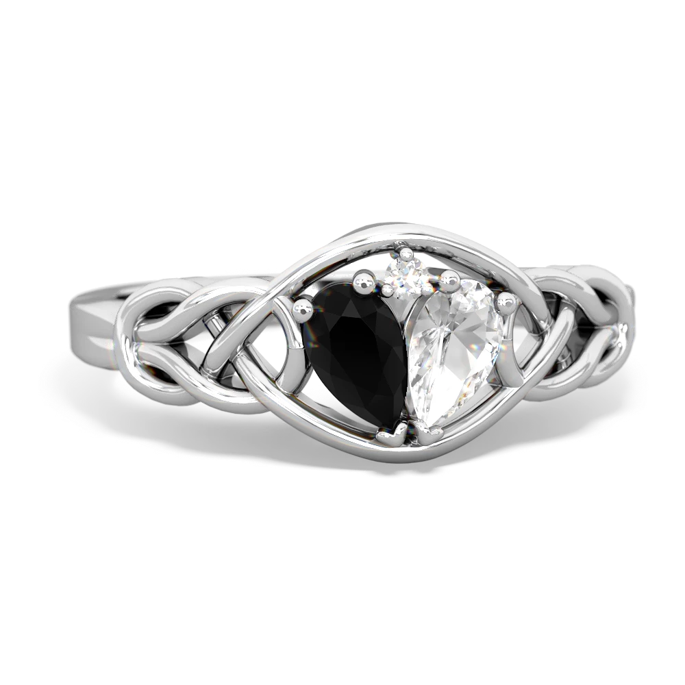 Onyx Celtic Love Knot 14K White Gold ring R5420