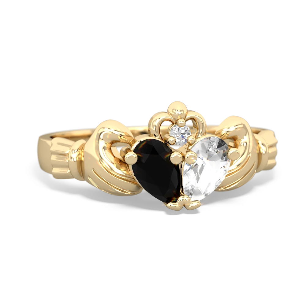 Onyx 'Our Heart' Claddagh 14K Yellow Gold ring R2388