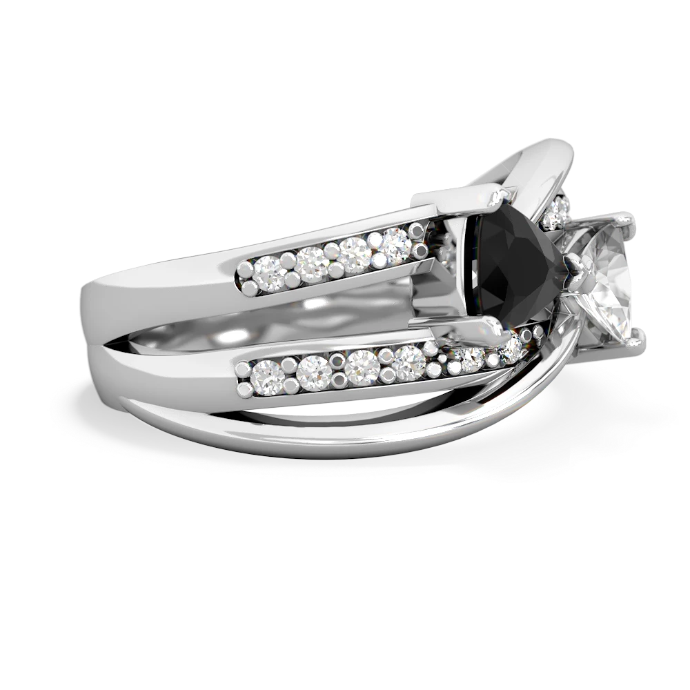 Onyx Bowtie 14K White Gold ring R2360