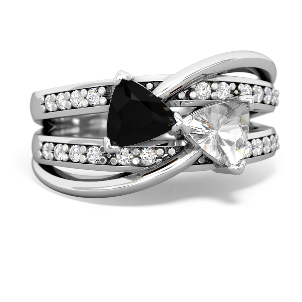 Onyx Bowtie 14K White Gold ring R2360