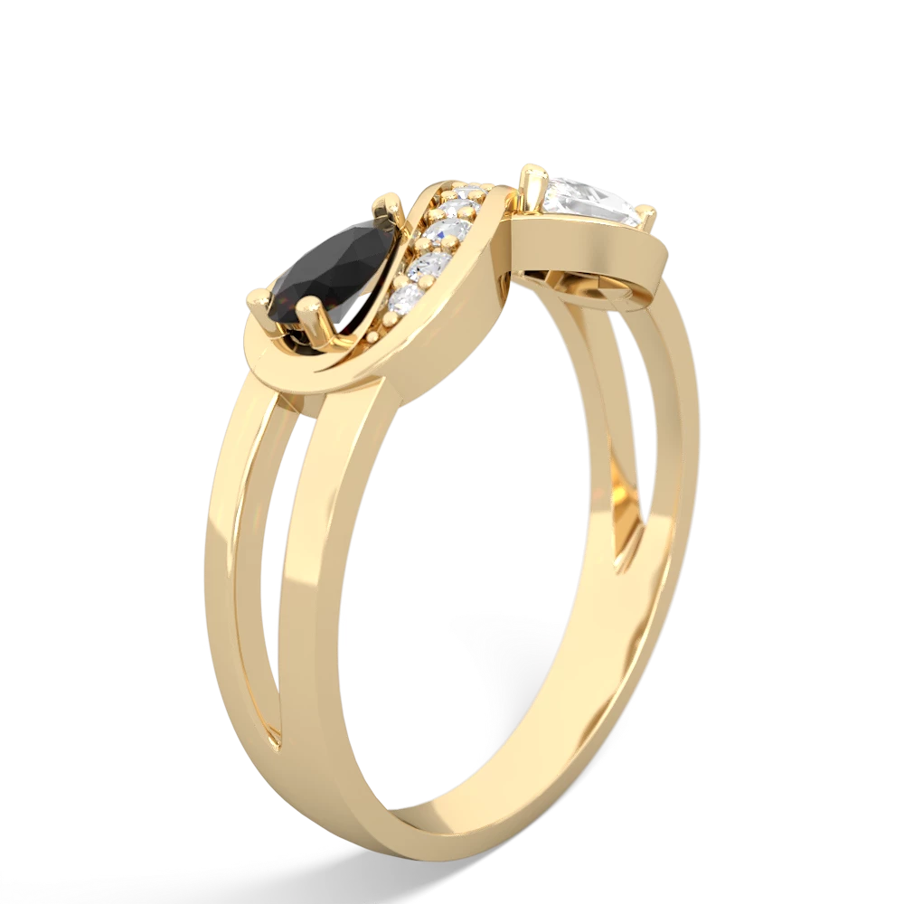 Onyx Diamond Infinity 14K Yellow Gold ring R5390