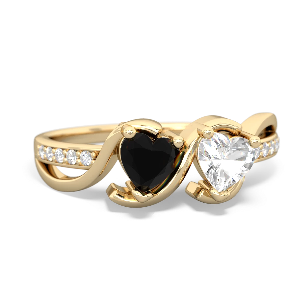 Onyx Side By Side 14K Yellow Gold ring R3090