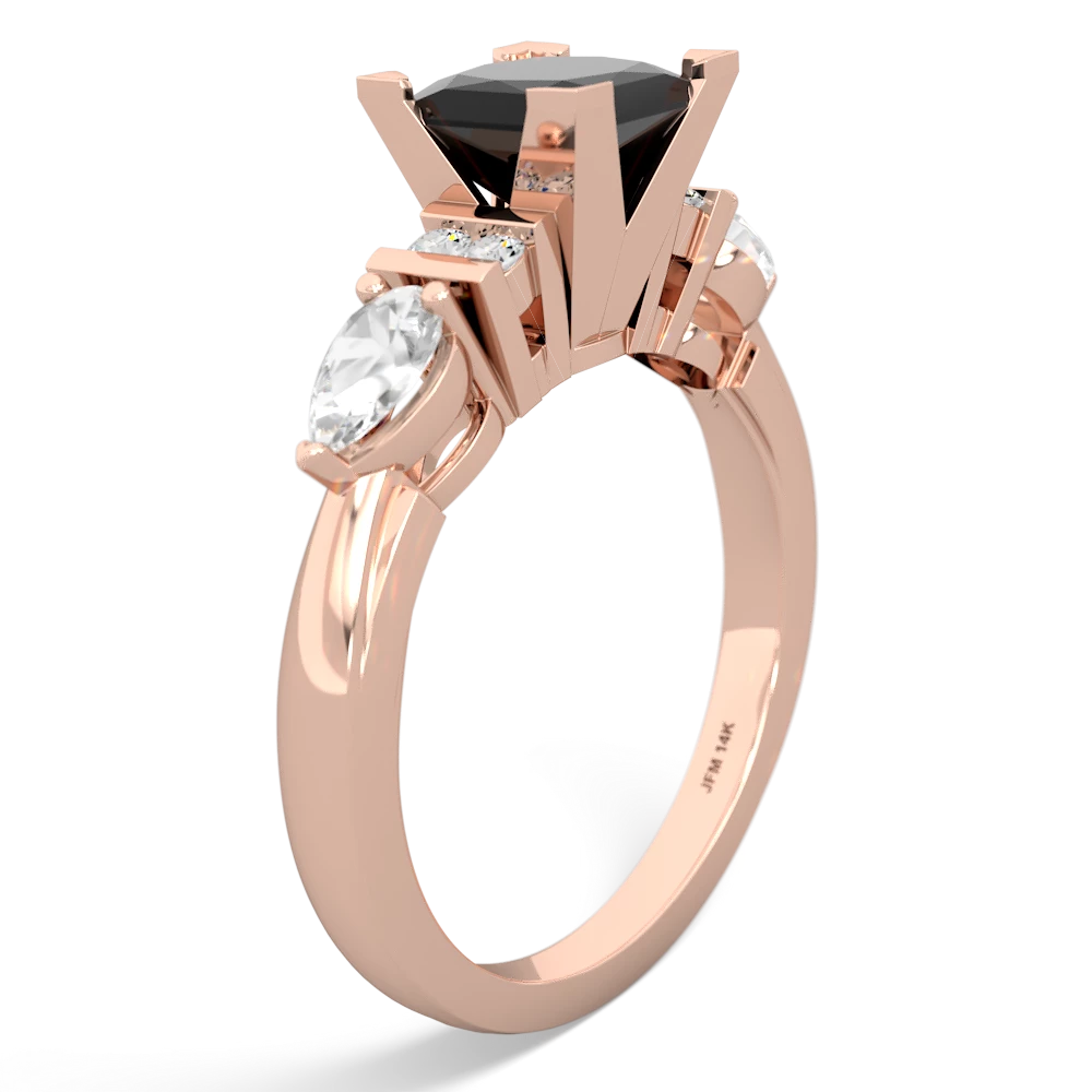 Onyx 6Mm Princess Eternal Embrace Engagement 14K Rose Gold ring C2002