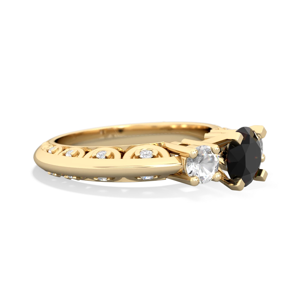 Onyx Art Deco Eternal Embrace Engagement 14K Yellow Gold ring C2003