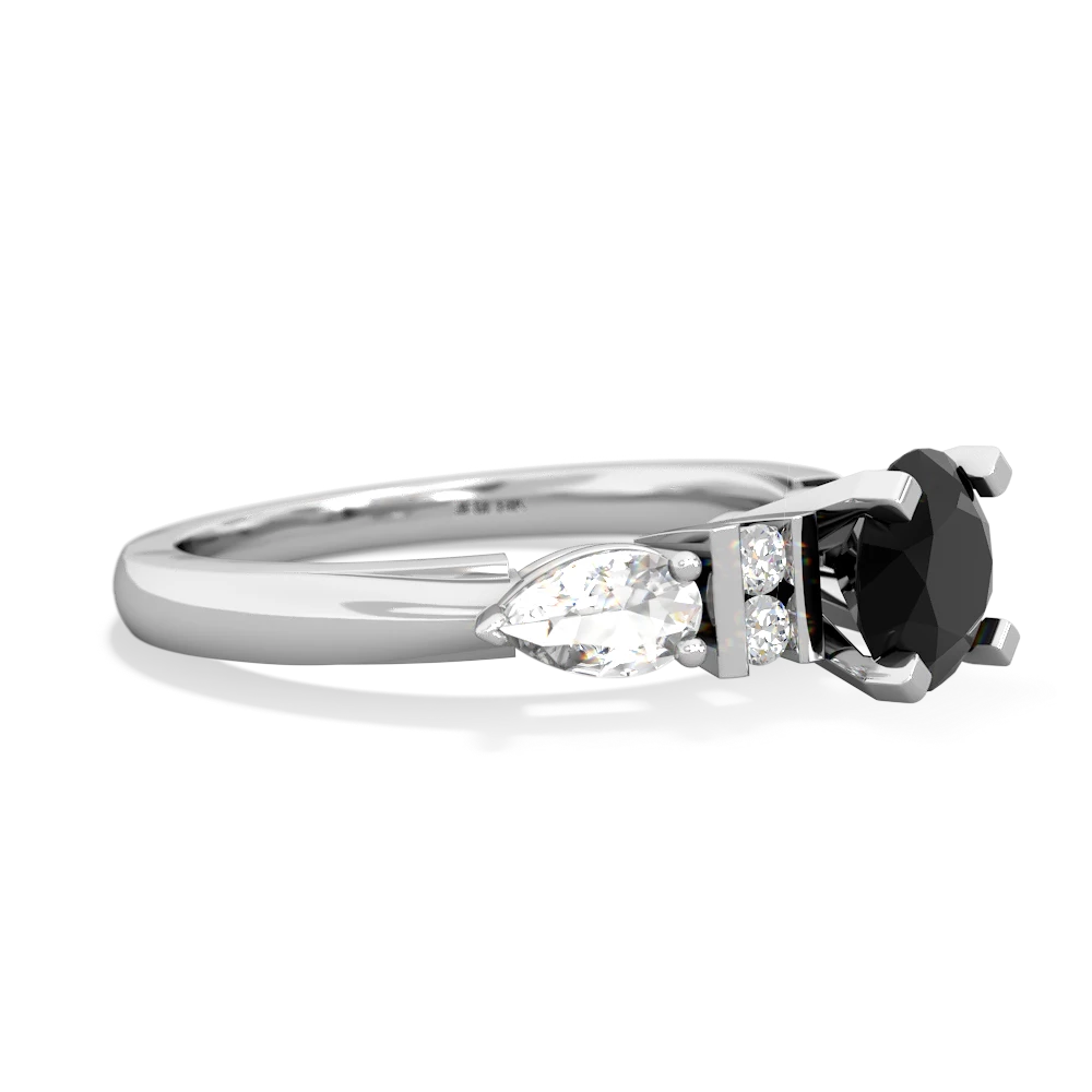 Onyx 6Mm Round Eternal Embrace Engagement 14K White Gold ring R2005