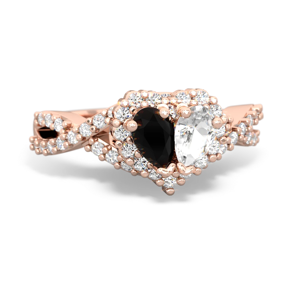 Onyx Diamond Twist 'One Heart' 14K Rose Gold ring R2640HRT