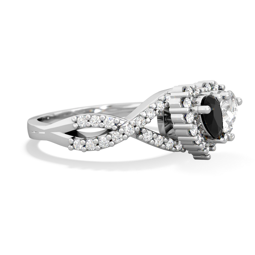 Onyx Diamond Twist 'One Heart' 14K White Gold ring R2640HRT