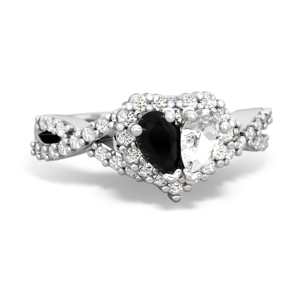 Onyx Diamond Twist 'One Heart' 14K White Gold ring R2640HRT