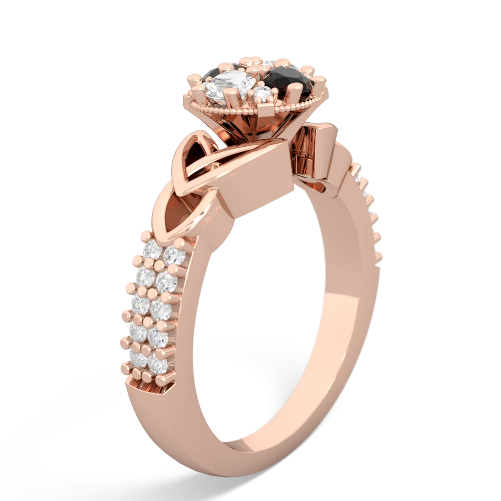 Onyx Celtic Knot Cluster Engagement 14K Rose Gold ring R26443RD