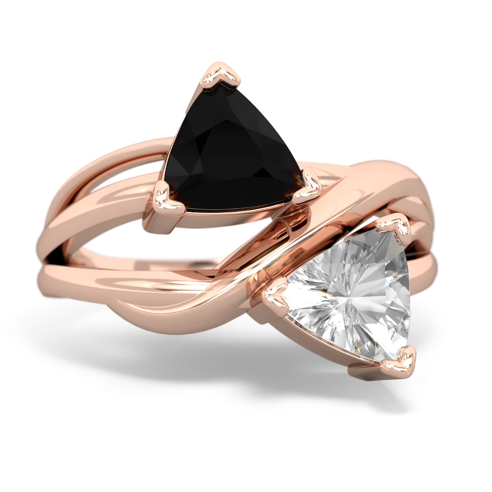 Onyx Split Band Swirl 14K Rose Gold ring R2341