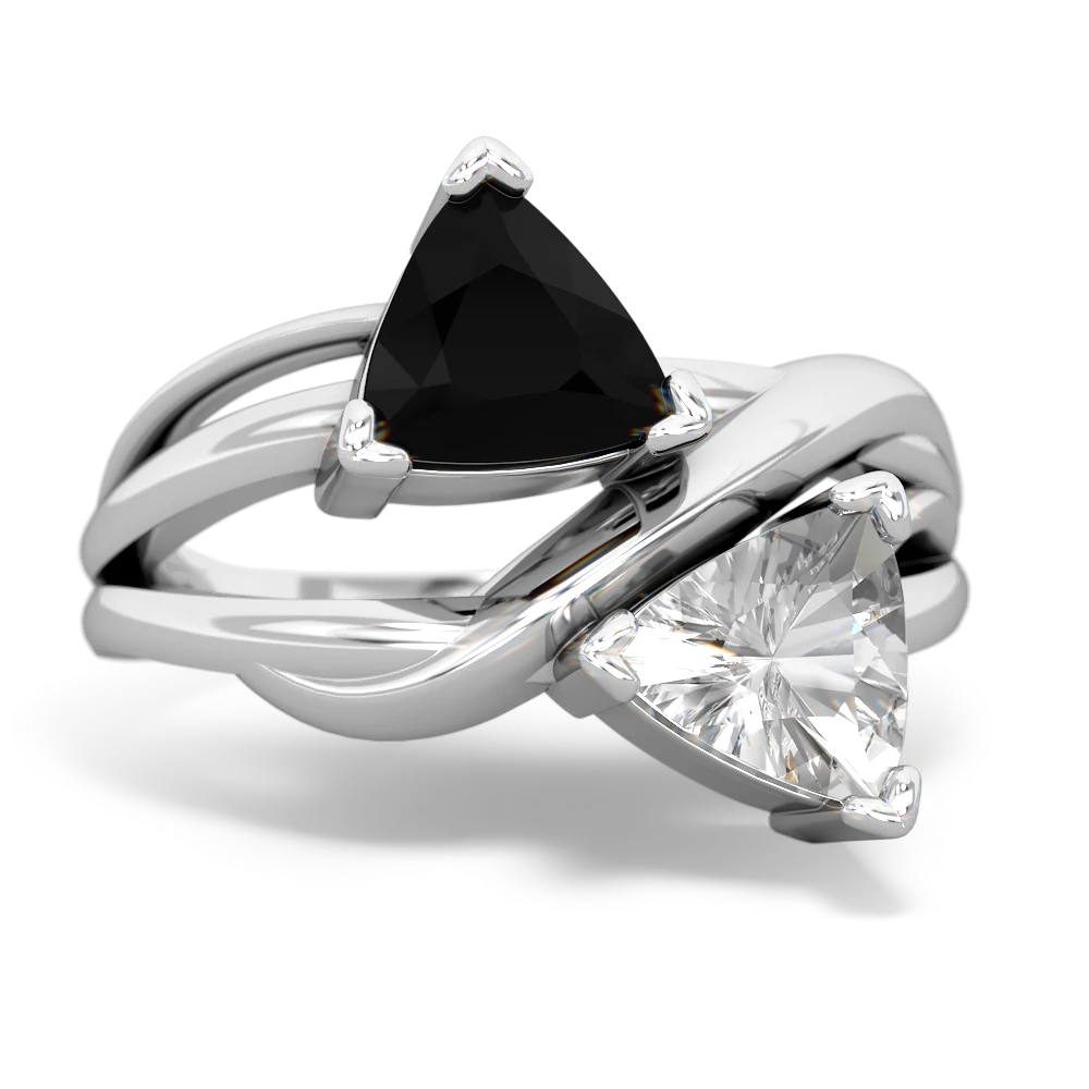 Onyx Split Band Swirl 14K White Gold ring R2341