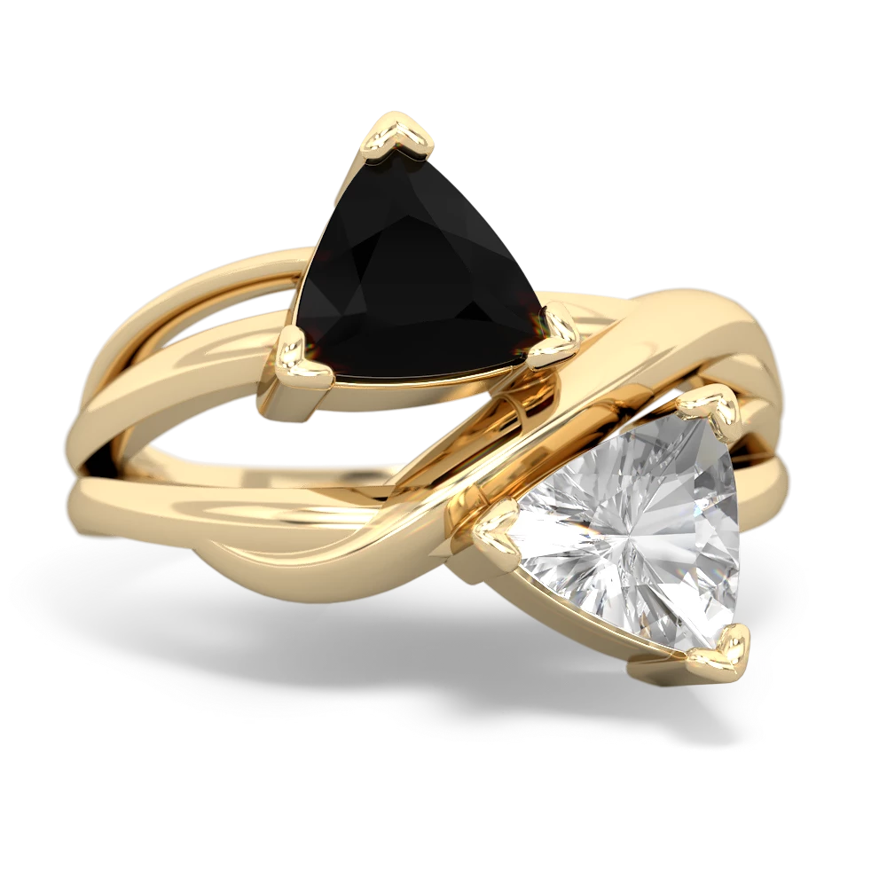 Onyx Split Band Swirl 14K Yellow Gold ring R2341