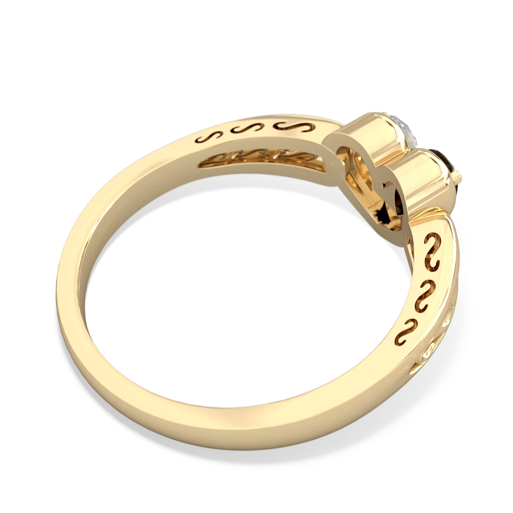 Onyx Filligree 'One Heart' 14K Yellow Gold ring R5070